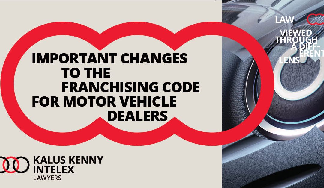 Changes to the the Franchising Code affecting motor vehicle dealers